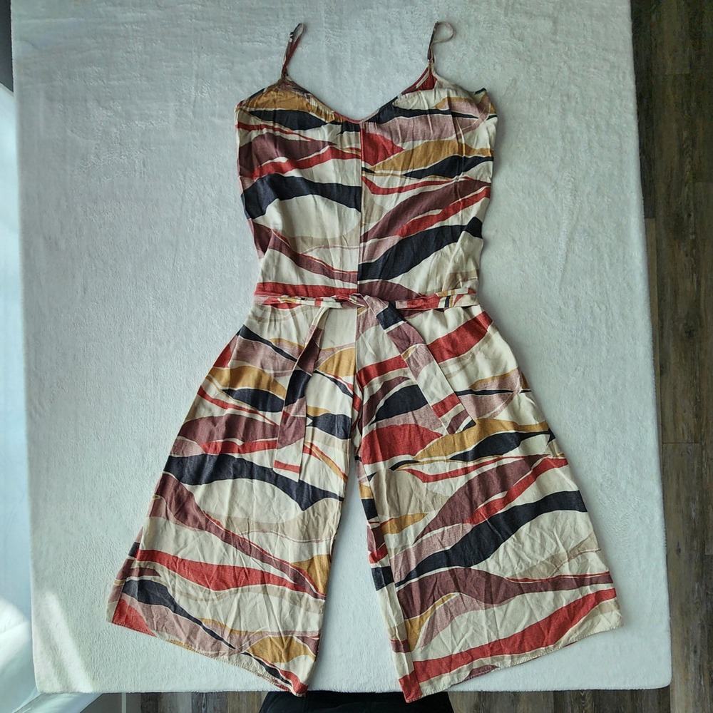 Reitmans Jumpsuit Womens Small Multicolor Abstract Wide Leg Summer Romper Artsy - Picture 7 of 16
